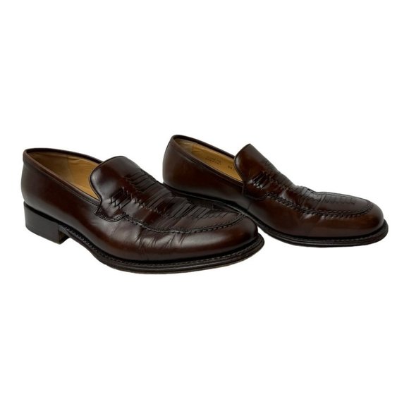 Bally Brown Leather Braided Top Round Toe Slip On Loafer Size 9.5 main image 5